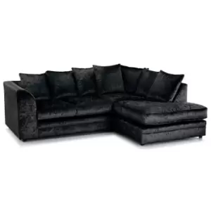 Image of Canolo Luxury RHF Corner Chaise Crush Velvet Sofa Black