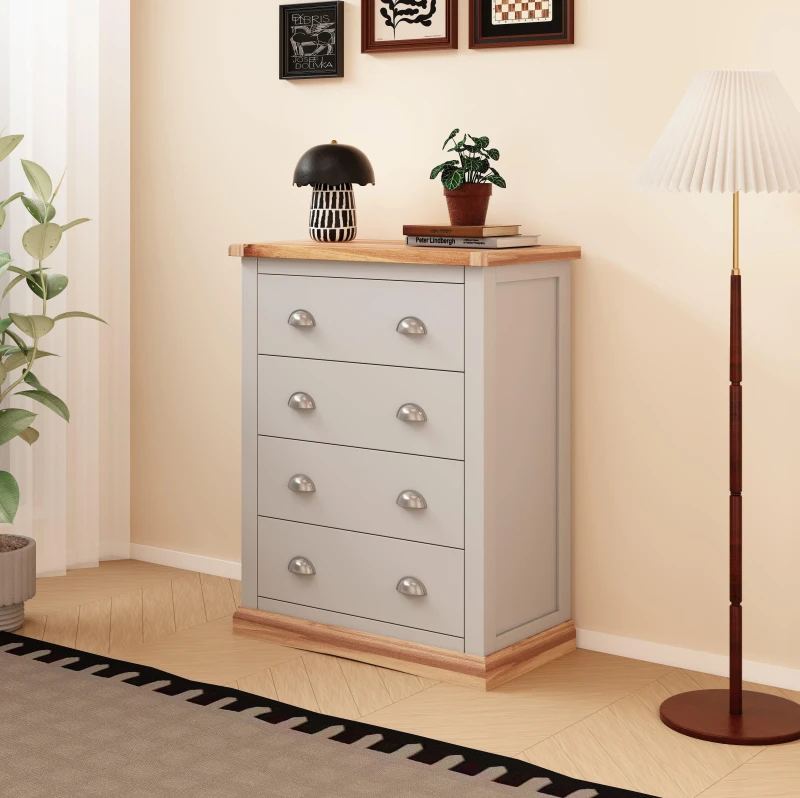 Image of Cabinet Bits Bomporto 4 Drawer Chest Of Drawers Chrome Cup Handle