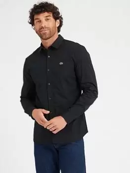 Image of Lacoste Lacoste Slim Fit Button Down Poplin Shirt - Black Size M Men