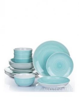 Image of Waterside Aqua Splash Spin Wash 16 Piece Dinner Set