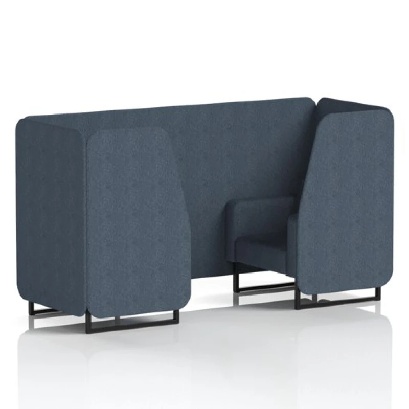 Image of Brixworth 2 Seater Office Booth with Front Panel - Black Legs in Rivet Fabric - Crucible Panels and Sofa