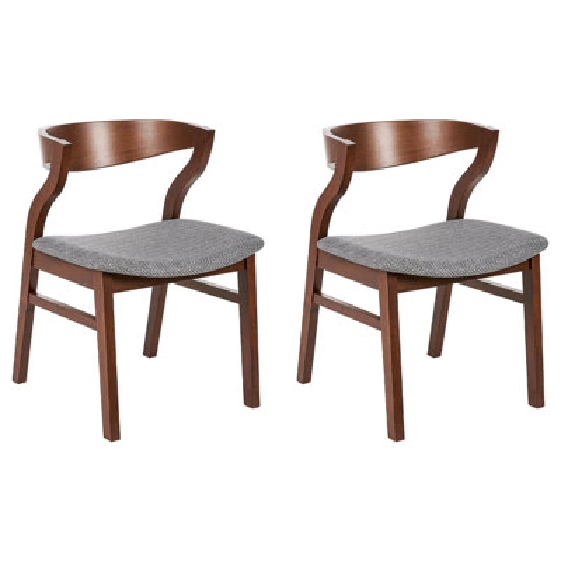 Image of Beliani Set Of 2 Dining Chairs Maroa Wood Light Grey