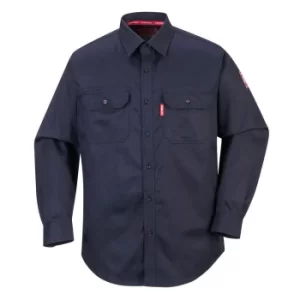 Image of Biz Flame Mens Flame Resistant Work Shirt Navy L