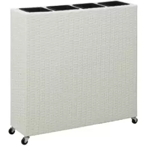 Image of Garden Raised Bed with 4 Pots 80x22x79cm Poly Rattan White Vidaxl White