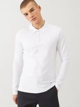 Image of Selected Homme Milano Long Sleeved Polo Shirt - White, Size XL, Men