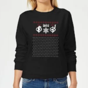 Image of The Grinch Pattern Womens Christmas Sweatshirt - Black