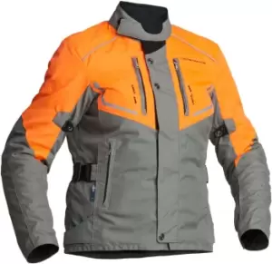 Image of Lindstrands Halden Waterproof Ladies Motorcycle Textile Jacket, grey-orange, Size 40 for Women, grey-orange, Size 40 for Women
