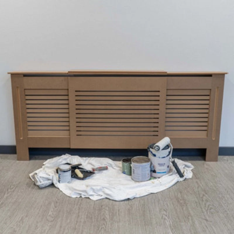 Image of Jack Stonehouse Horizontal Slat Unpainted Radiator Cover Mdf Wooden - Adjustable - 140-204Cm (W) X 81.5Cm (H) X 19Cm (D)