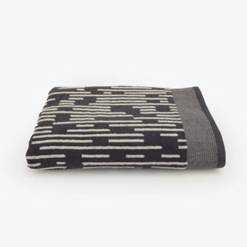 Image of Allure Bath Fashions Pop Up Zero Twist Barcode Stripe Bath Sheet - Dark Steel