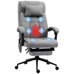 Image of Vinsetto Vibration Massage Office Chair with Heat, Fabric Computer Chair with Head Pillow, Footrest, Armrest, Reclining Back, Grey