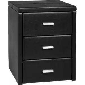 Image of Seconique Prado Brown Faux Leather 3 Drawer Bedside Cabinet
