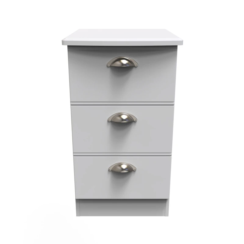 Image of Albert 3 Drawer Bedside Cabinet In Grey Matt (Ready Assembled)