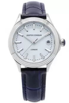 Image of Ladies Jasper Conran London 36mm Watch with a Blue Dial and a Blue Leather strap J1L104051
