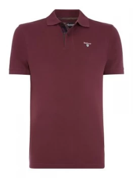 Image of Mens Barbour Tartan Pique Polo Merlot