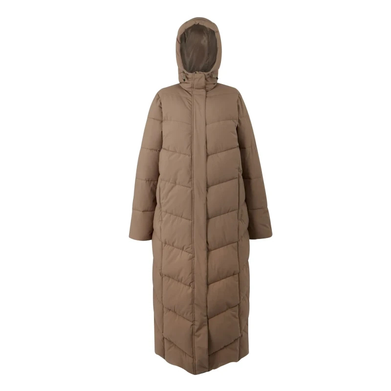 Image of Regatta Womens Eloria Longline Hooded Insulating Quilted Jacket in Brown Size: 14 Brown Female 14
