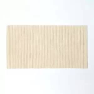 Image of Ribbed Cotton Spa Style Cream Bath Mat - Natural - Natural - Natural - Homescapes