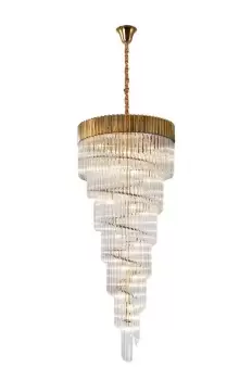 Image of Pendant Round 7 Tier 31 Light E14, Brass, Clear Glass, Item Weight: 92.7kg