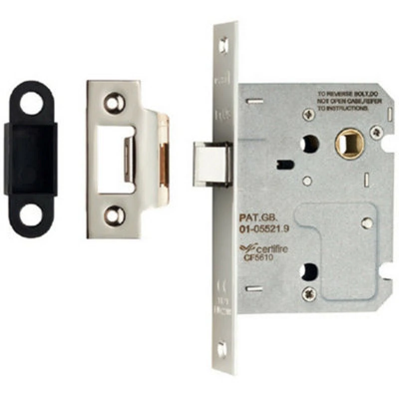 Image of Loops 76mm Residential Contract Upright Latch Square Forend Nickel Plated Metallics unisex