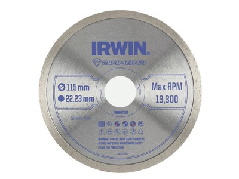 Image of Irwin Iw8087101 Continuous Rim Diamond Saw Blade 115 X 22.23mm Irwiw8087101