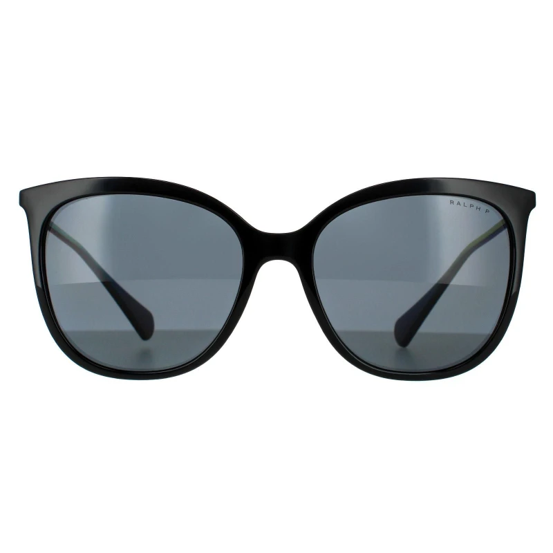 Image of Ralph by Ralph Lauren Butterfly Shiny Black Dark Grey Polarized RA5248 Sunglasses Black female