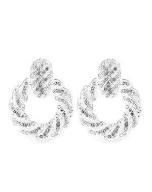 Image of Mood Silver Pave Round Drop Earrings