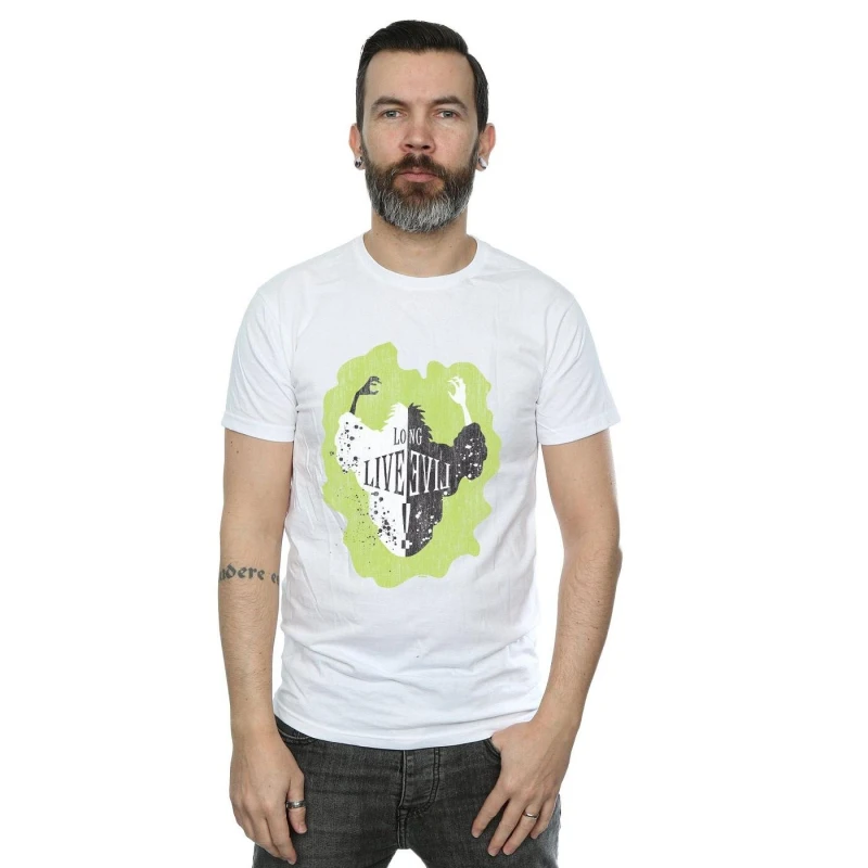 Image of Disney Men The Descendants Cruella Long Live T-Shirt in White Size: Small White S Male 5057972015124