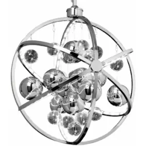 Image of Led Ceiling Pendant Light 10.1W Warm White Chrome 480mm Round Feature Lamp Shade