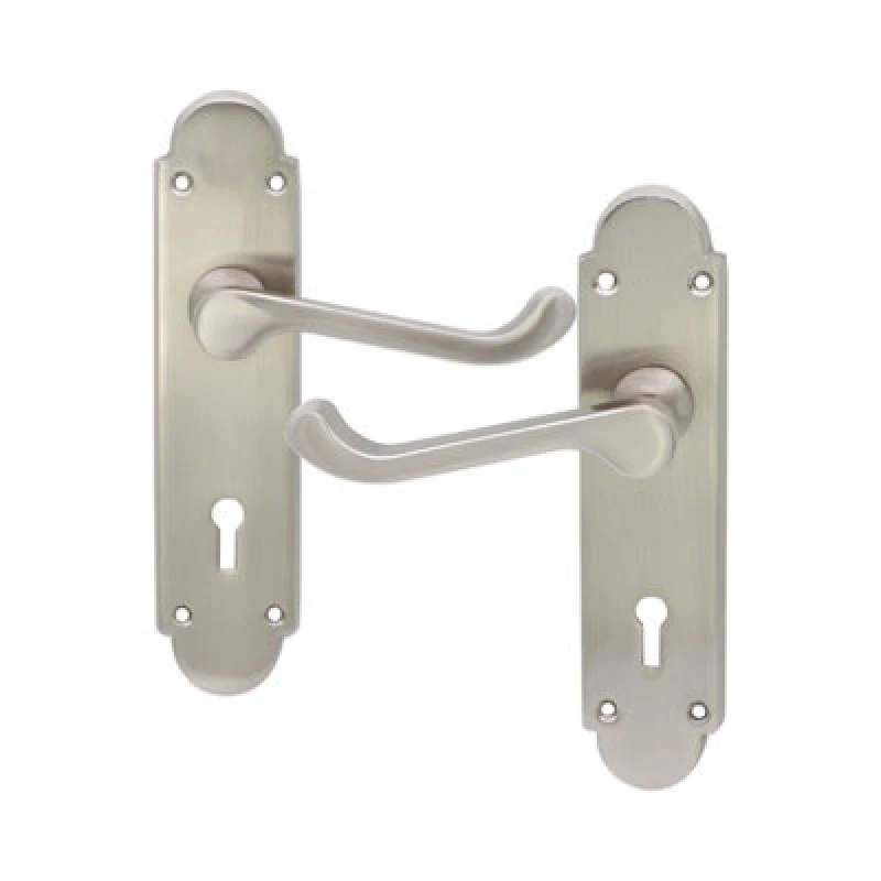 Image of Spira Brass Oakley Lock Lever Handle Satin Nickel