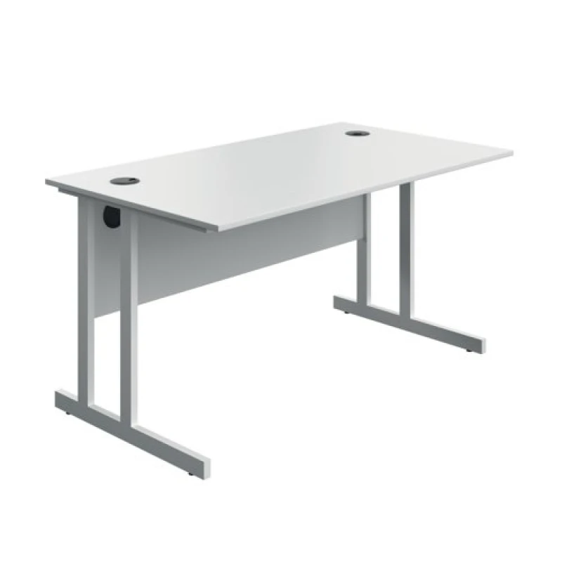 Image of Serrion Twin Upright Desk 1400x800x730mm White/White KF800311