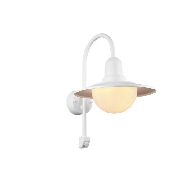 Image of Norman Modern Outdoor Dome Wall Lamp White Matt IP44 with PIR