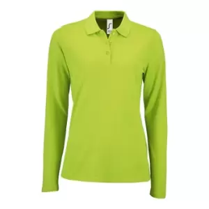 Image of SOLS Womens/Ladies Perfect Long Sleeve Pique Polo Shirt (3XL) (Apple Green)