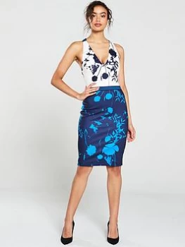 Image of Ted Baker Tilliai Bluebell Bodycon Dress, Dark Blue, Size 5=16, Women