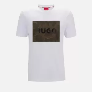Image of HUGO Dulive Logo-Print Cotton-Jersey T-Shirt - XL