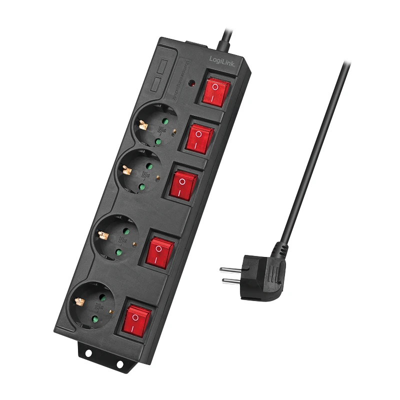 Image of LogiLink LPS251 power extension 1.5 m 4 AC outlet(s) Indoor Black