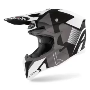 Image of Airoh Wraap Raze Motocross Helmet, black-white, Size S, black-white, Size S