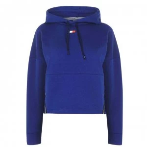 Image of Tommy Sport Crop Taped Hoodie - Blue Ink