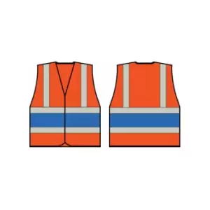 Image of Beeswift - Orange WCENG VEST WITH ROYAL BAND SML - Hi Vis - Orange/Royal Blue Band