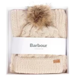 Image of Barbour Womens Penshaw Beanie & Scarf Set Blush Pink