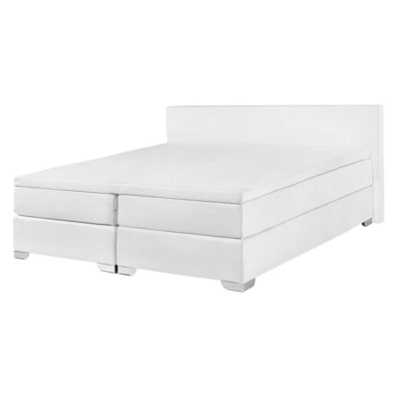 Image of Beliani Divan Bed Faux Leather President 140 X 200 Cm (Eu Double) White