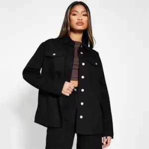 Image of I Saw It First Oversized Denim Shirt - Black