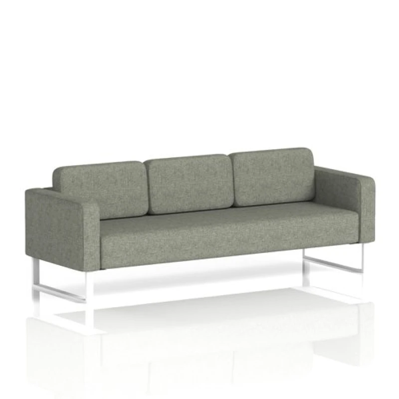 Image of Brixworth Office Sofa 3 Seater with White Legs in Rivet Fabric - Vitreous