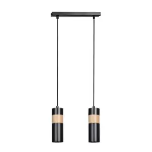 Image of Akari Black Bar Pendant Ceiling Light 2x GU10