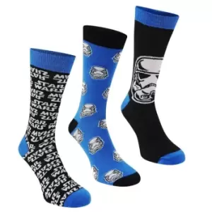 Image of Star Wars Crew Socks 3 Pack Childrens - Blue