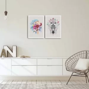 Image of 2PBCT-10 Multicolor Decorative Framed MDF Painting (2 Pieces)