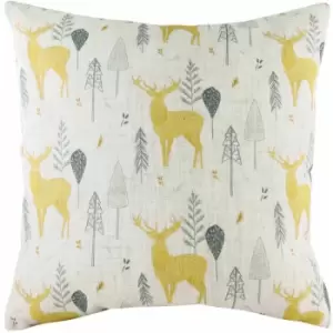 Image of Evans Lichfield - Hulder Stag Repeat Scandi Print Cushion Cover, Natural, 43 x 43 Cm