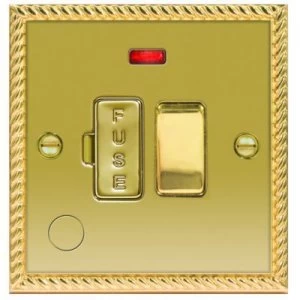 Image of Wickes 13A Switched Fused Socket + LED Screwed Raised Plate Georgian Brass
