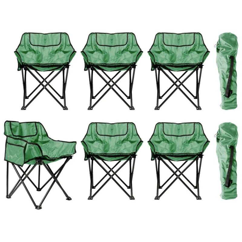 Image of Harbour Housewares 6x Premium Folding Camping Chairs with Pockets & Carry Bag in Green Green Unisex