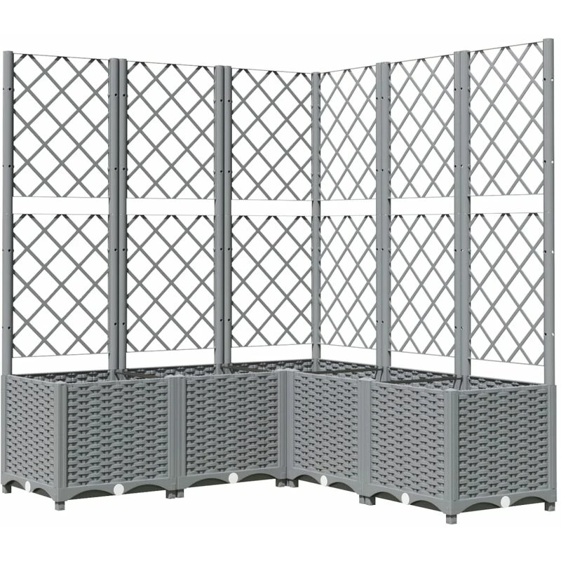 Image of VIDAXL Garden Planter with Trellis Light Grey 120x120x136cm PP vidaXL 8720845671716