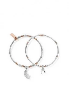Image of Chlobo Sterling Silver Rose Gold Plated Strength And Courage Set Of 2 Bracelets