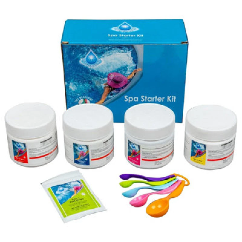 Image of Shatchi Blue SPARKLE Chemical Starter Kit for Hot tub Spa Swimming Pool Water Cleaning Treatment Set for Mspa (Includes Chlorine, pH Minus White unise